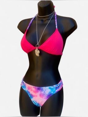 2013 Victoria’s Secret PINK Hot Pink , Blue & Purple Tie Dye Bikini Set